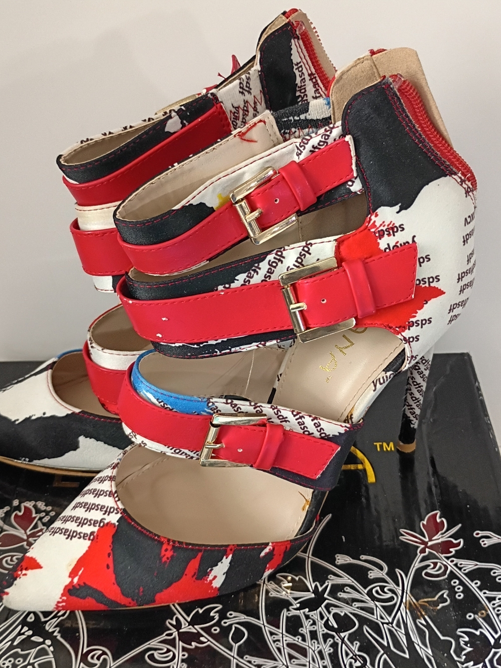 Liliana Pointed-Toe Multi-Color Strappy Women’s Heels - Picture 3 of 6